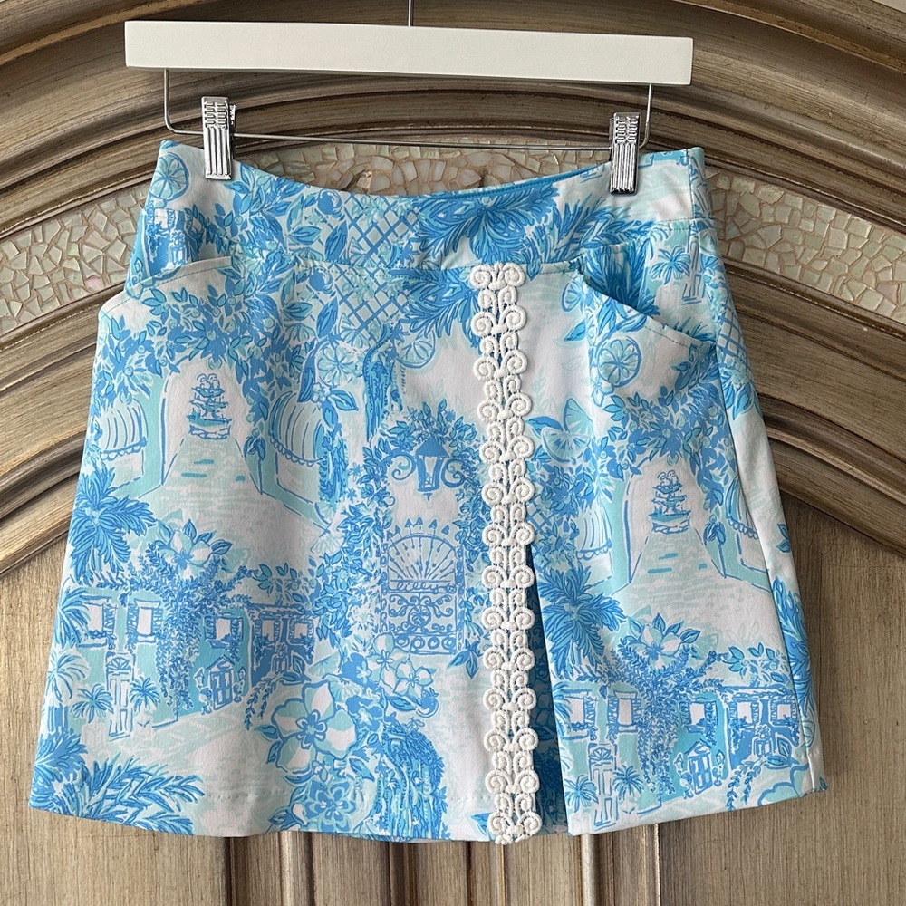 Lilly Pulitzer Blue and Cream Mini Skirt